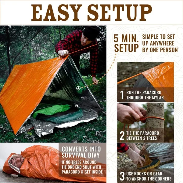 Emergency Survival Tent 2 Person - Waterproof Mylar Shelter - Image 4