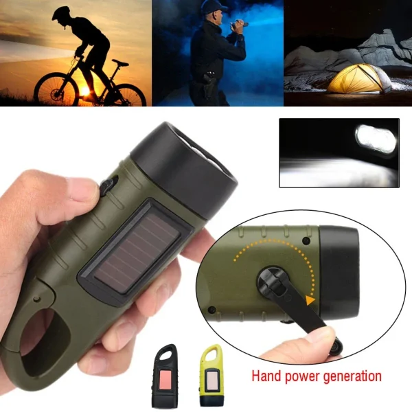 LED 450LM Solar Flashlight - Hand Crank Emergency Light - Image 6