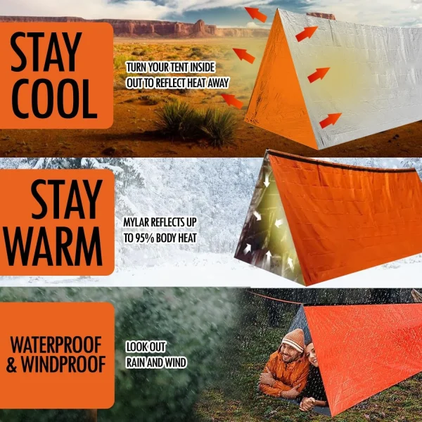 Emergency Survival Tent 2 Person - Waterproof Mylar Shelter - Image 2