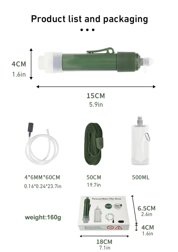 4000L Survival Water Filter - 0.1 Micron Portable Purifier Straw - Image 16
