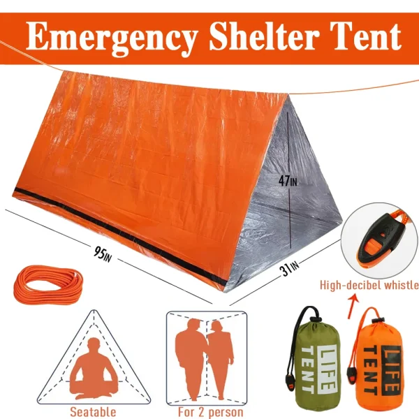 Emergency Survival Tent 2 Person - Waterproof Mylar Shelter