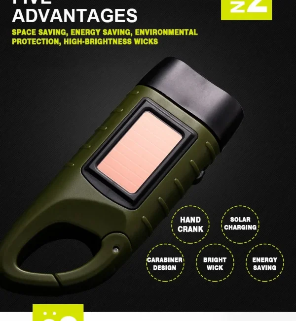 LED 450LM Solar Flashlight - Hand Crank Emergency Light - Image 9