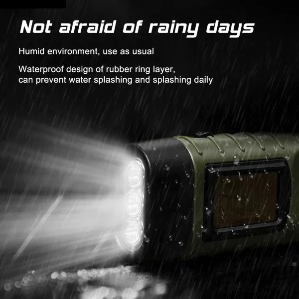LED 450LM Solar Flashlight - Hand Crank Emergency Light - Image 3
