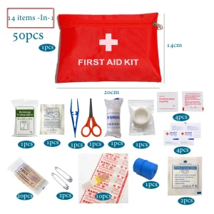 Portable First Aid Kit 50pcs - Emergency Medical Set for Car & Travel